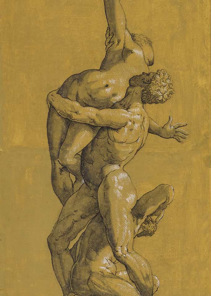 Three Muscular Men in Dynamic Pose