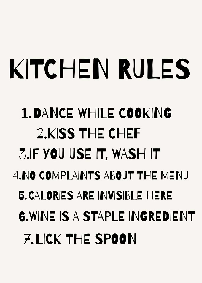 Kitchen Rules Sign, Funny Kitchen Rules