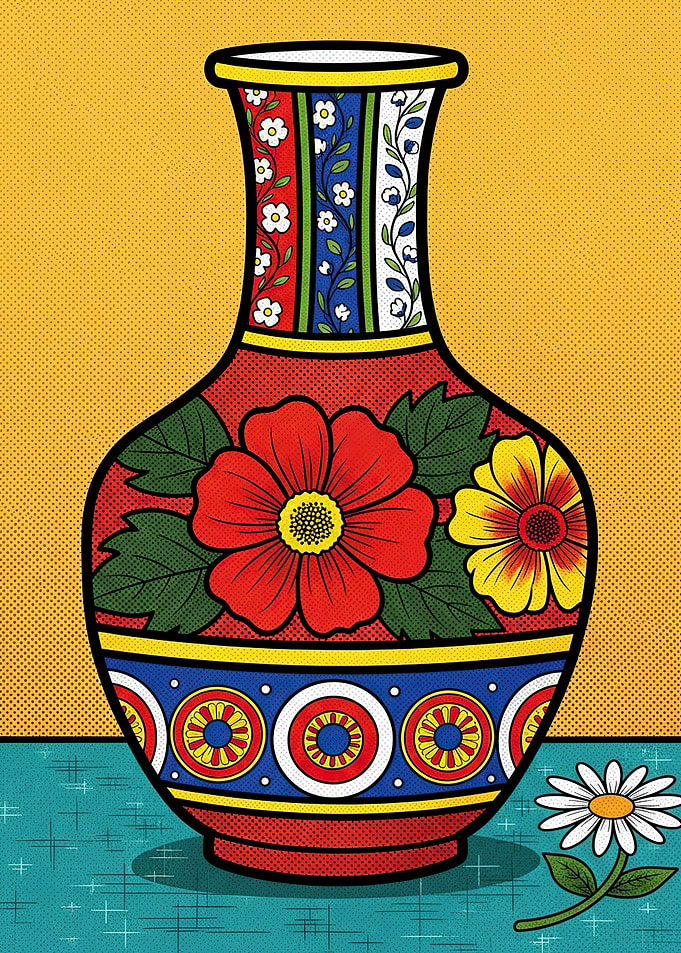 Pop Art Vase with Flowers