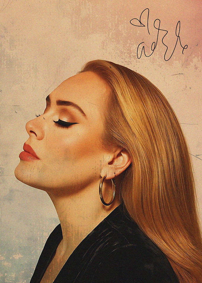 Adele Portrait with Signature