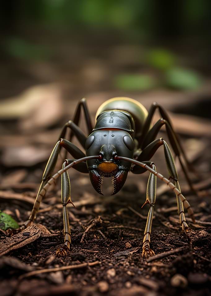Close-up of an ant on the ground
