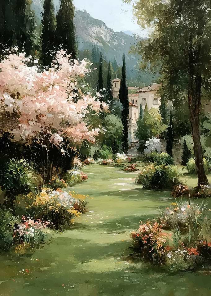 Italian Garden Landscape Painting