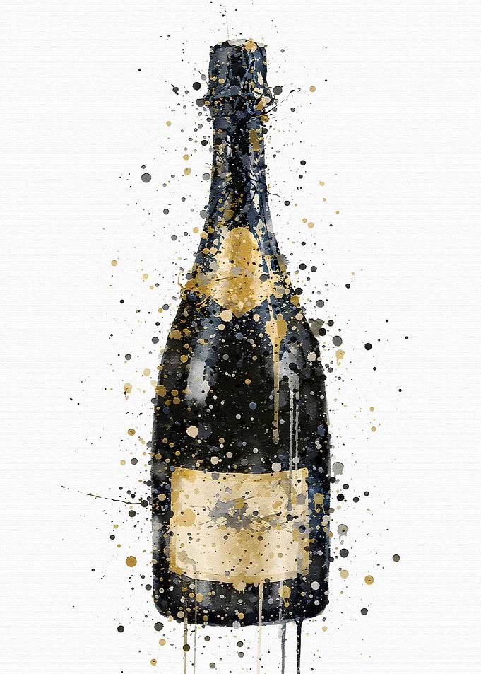 Champagne Bottle Splatter Art Phoenix