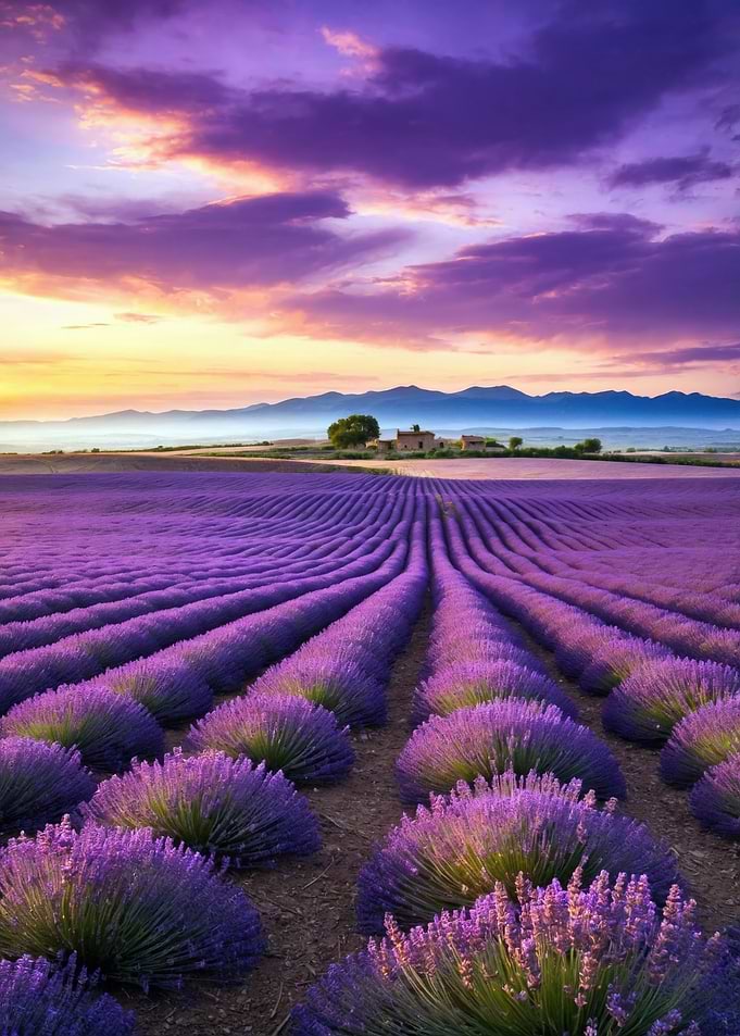 Lavender Field at Sunset