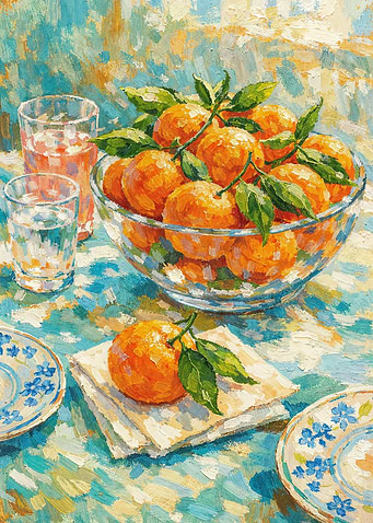 Vibrant Oranges Still Life Poster