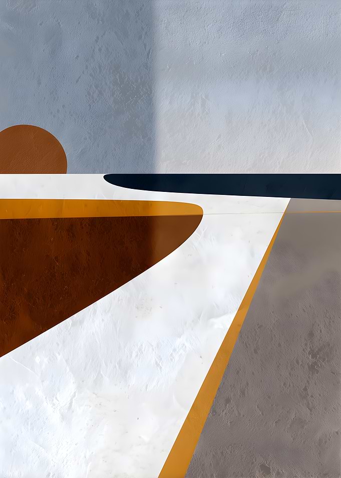 Abstract Geometric Landscape with Sun