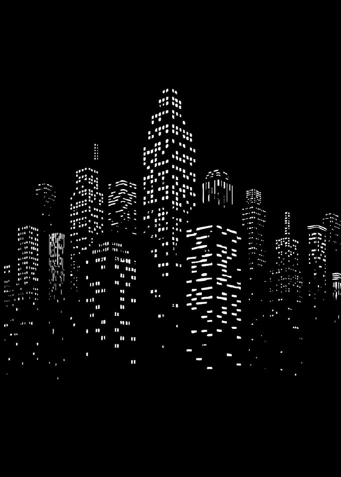 Nighttime City Skyline Silhouette