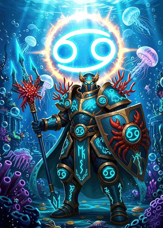 Cancer Zodiac Knight Underwater