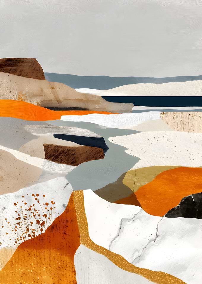 Abstract Landscape with Orange Accents