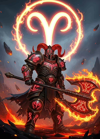 Aries Warrior with Fiery Axe