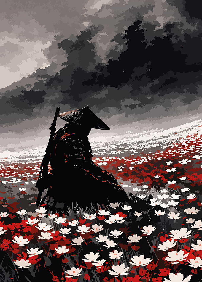 Samurai in a Field of Flowers