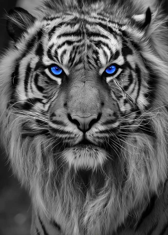 Intense White Tiger with Blue Eyes