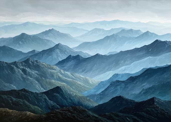 Misty Mountain Range Landscape