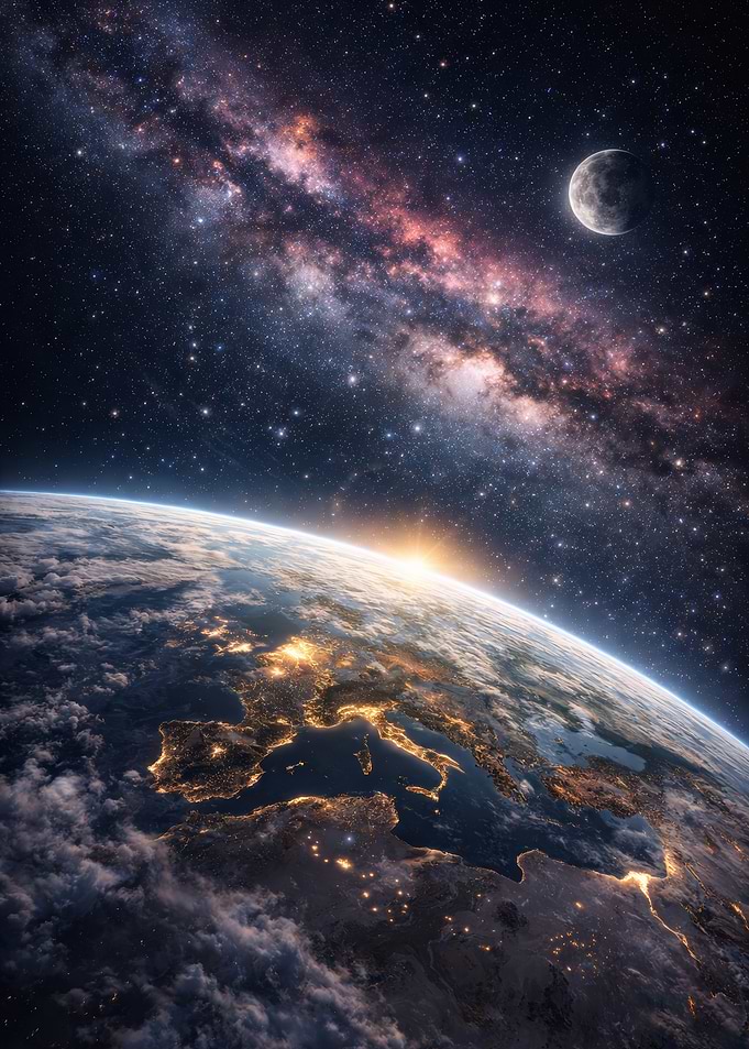 Earth and Milky Way Galaxy