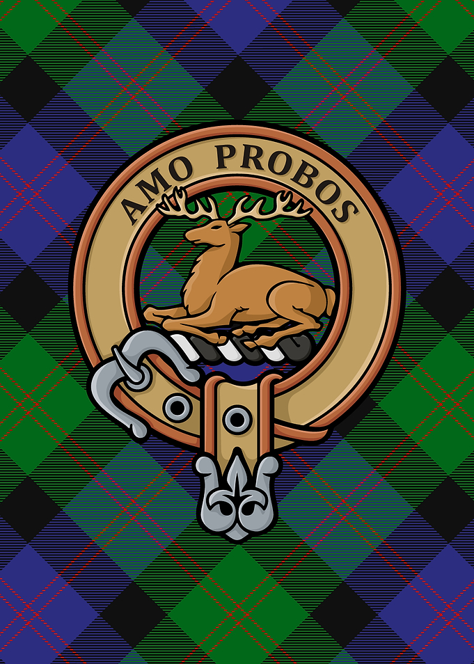 Scottish Clan Blair Crest over Tartan Background