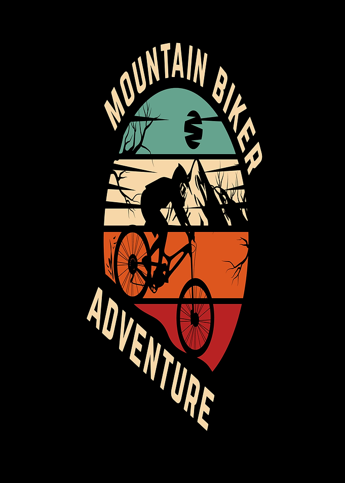Mountain Biker Adventure Retro Sunset