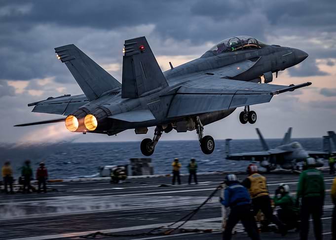 Fighter Jet Launching from Aircraft Carrier