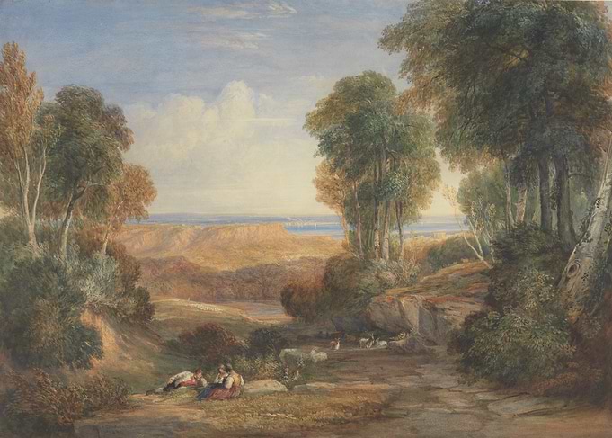 Pastoral Landscape with Figures and Sheep