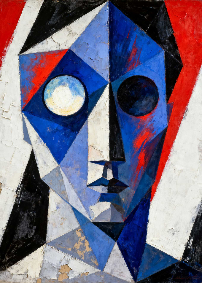 Cubist Portrait with Geometric Abstraction