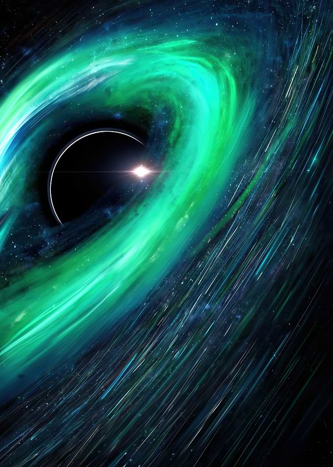 Black Hole with Green Nebula