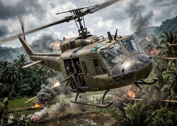 Vietnam War Helicopter in Combat
