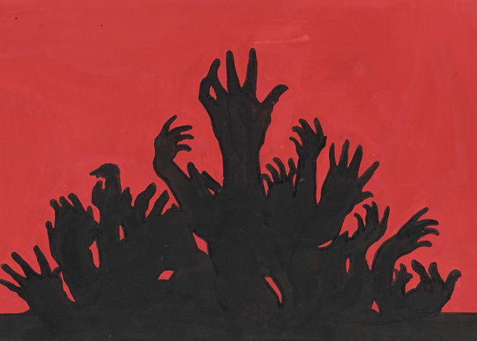 Silhouette of hands reaching up