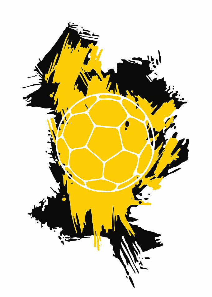 Yellow and Black Soccer Ball Splash