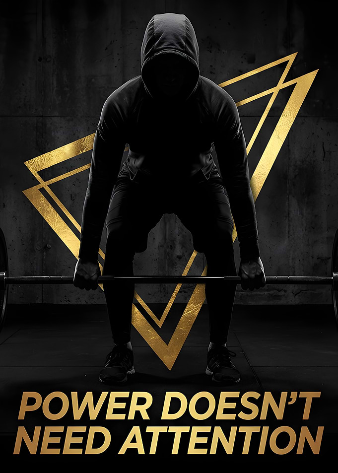 Man lifting weights with motivational text