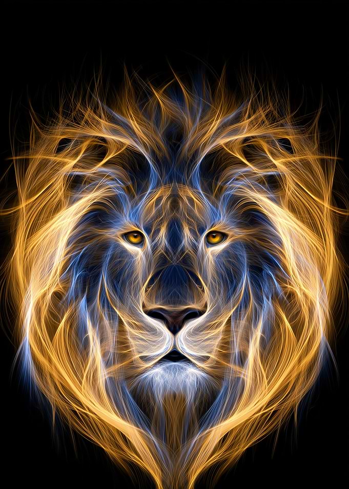Fiery Glowing Lion Portrait