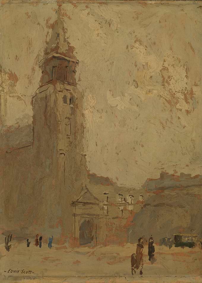 Impressionistic Painting of a Church Tower