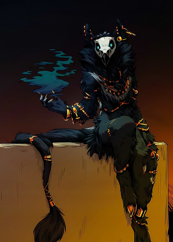 Mysterious creature with skull mask