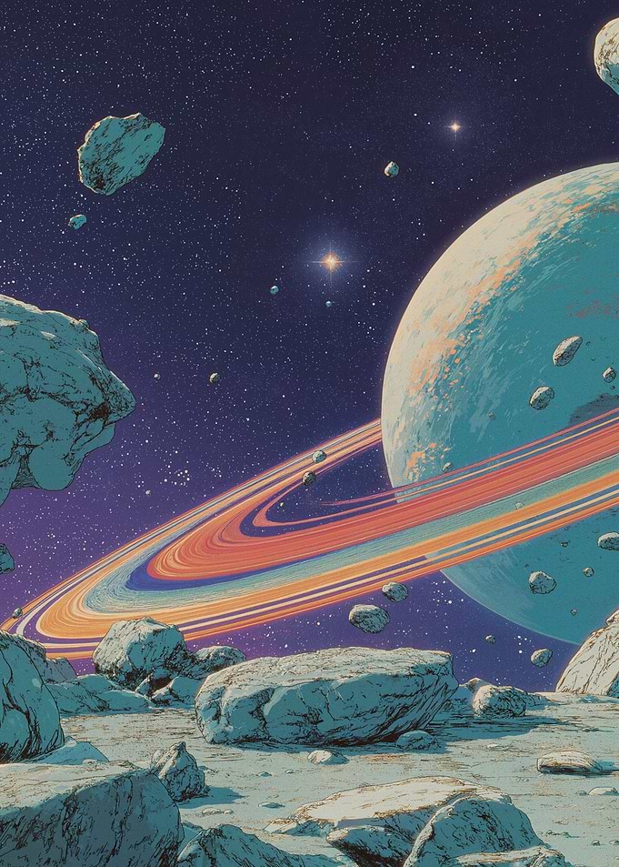 Ringed Planet in Outer Space