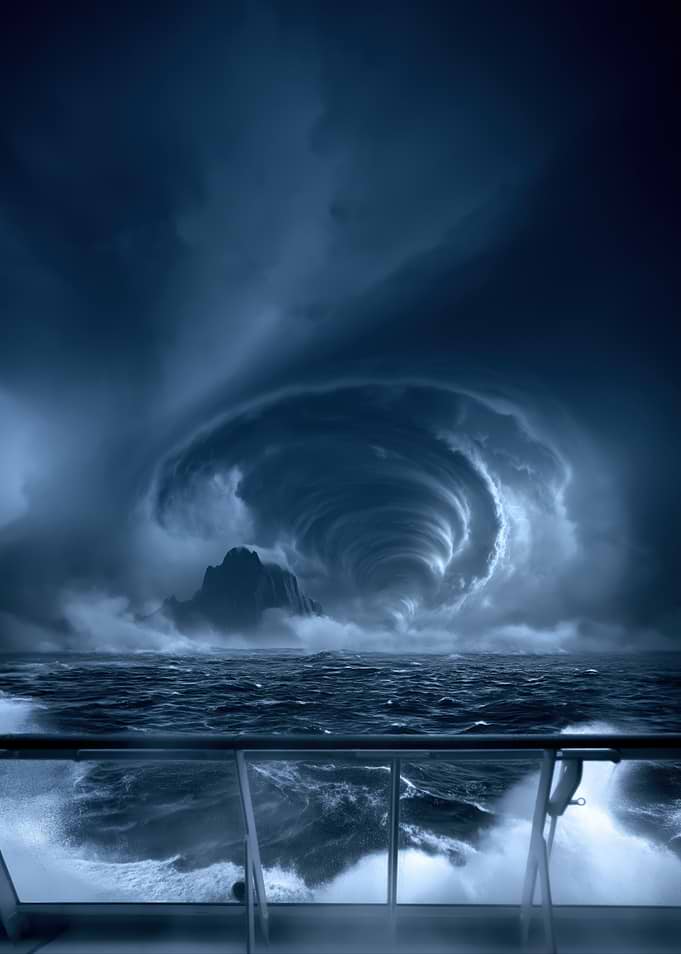 Stormy Seas and Island