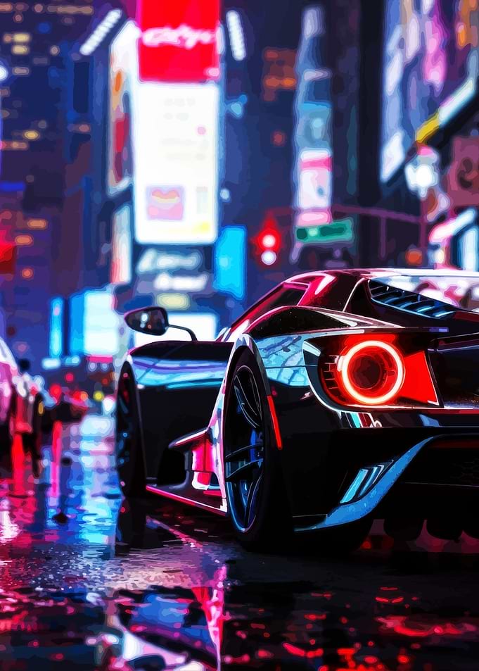 Cyberpunk Car in Neon City