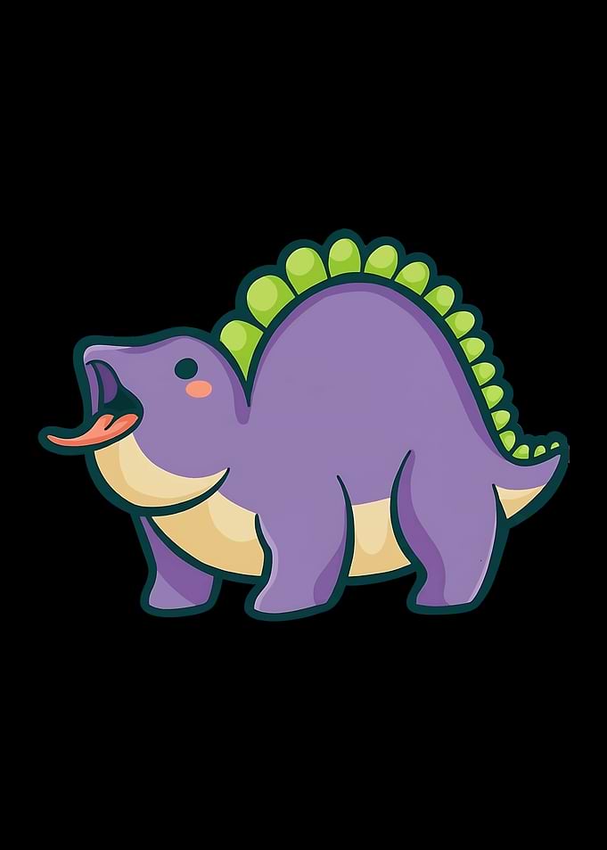 Cute Purple Dinosaur with Green Spikes