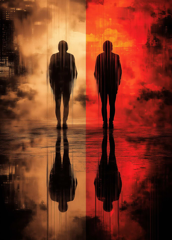 Silhouettes in Abstract Background