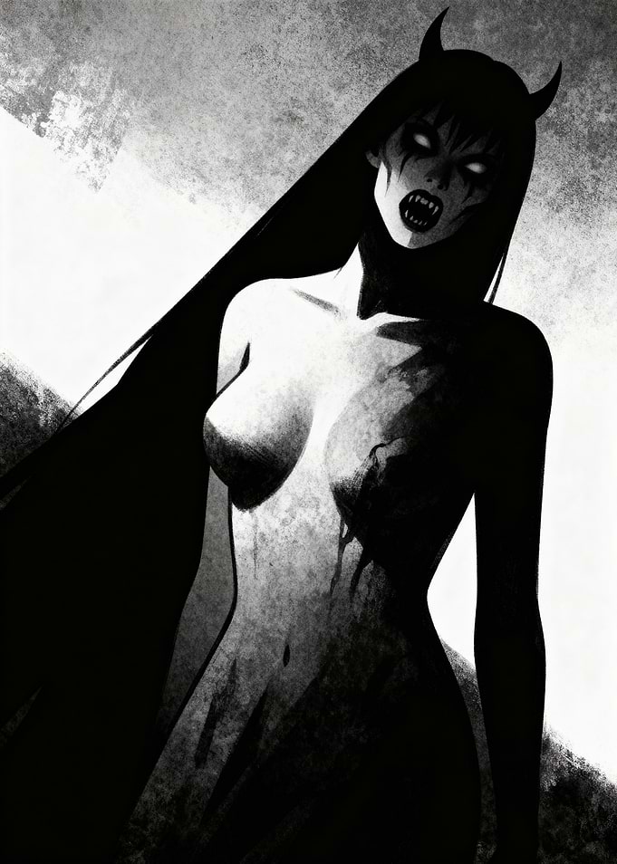 Demonic Woman with Horns