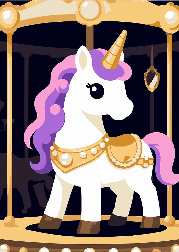 Carousel Unicorn with Golden Saddle