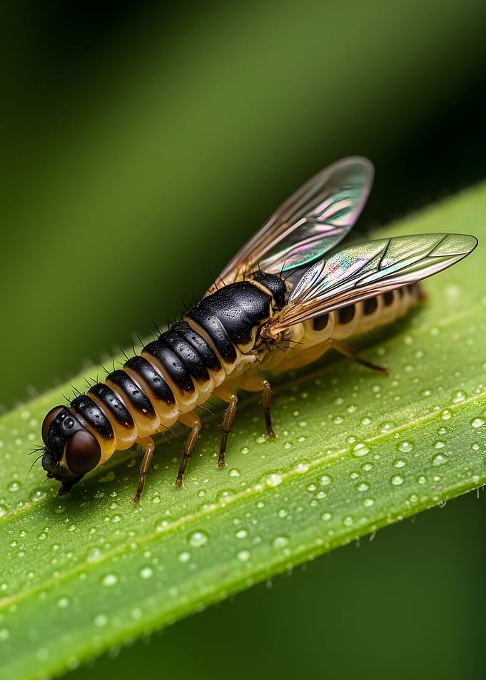 Macro shot of a fly on a leaf