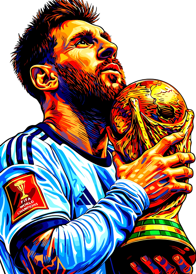 Lionel Messi with World Cup Trophy