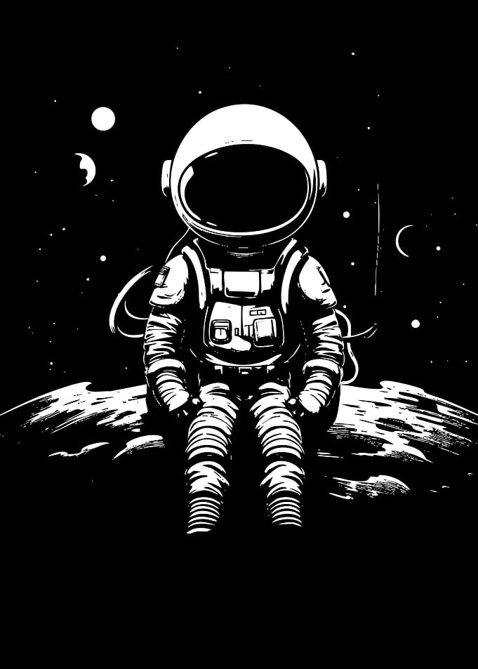 Astronaut Sitting on Lunar Surface