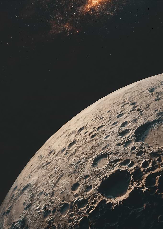 Moon and Nebula in Space
