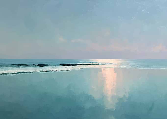 Serene Beach Reflection Painting