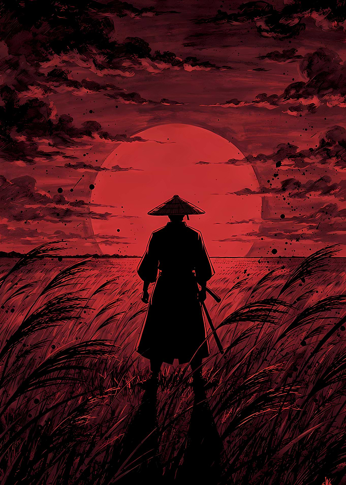 Samurai in a Red Sunset