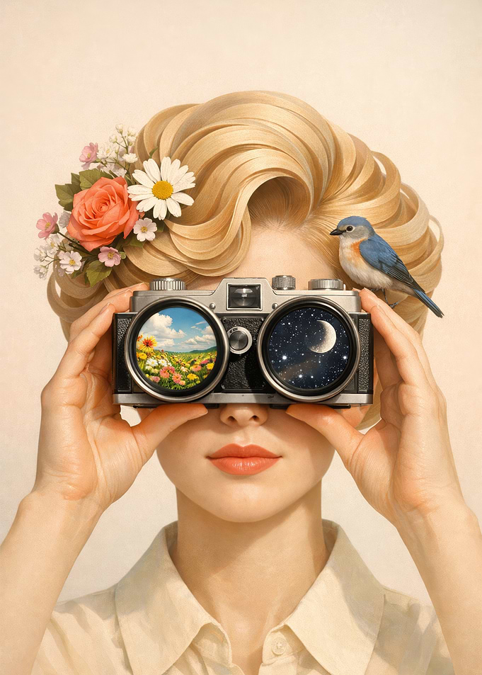 Woman with Camera and Bird