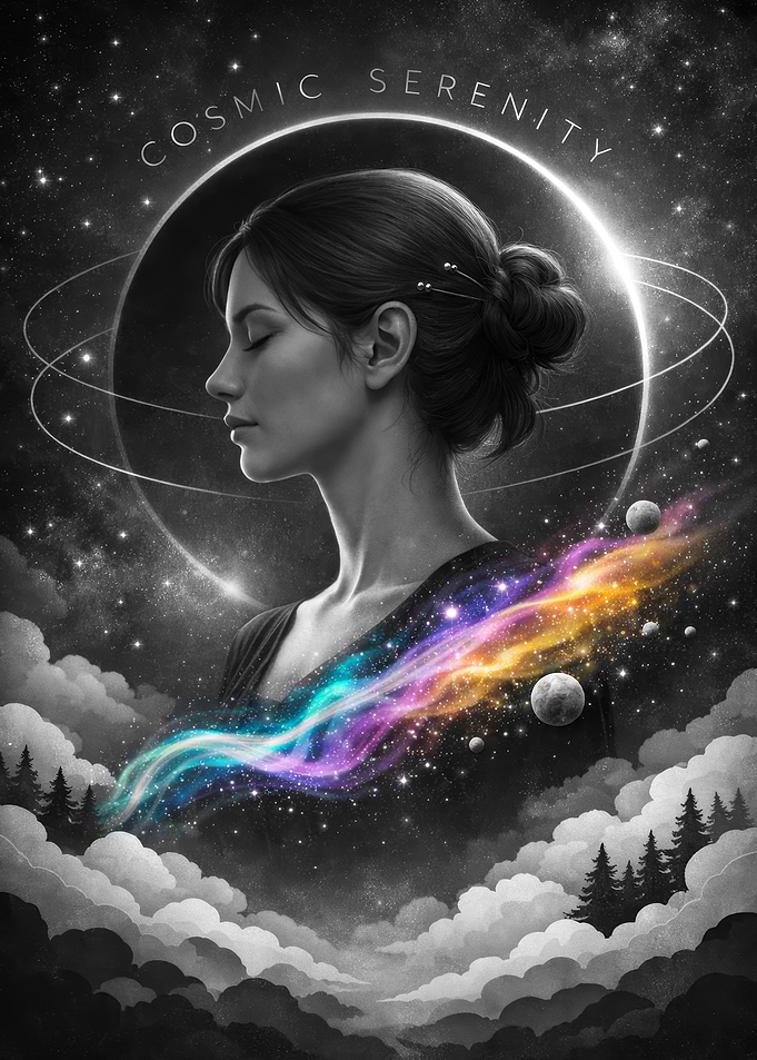 Cosmic Serenity Woman in Space