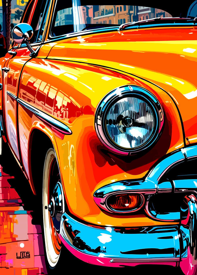 Vibrant Orange Classic Car