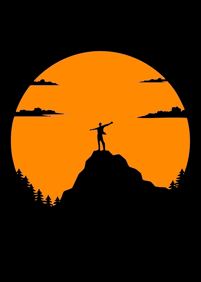 Man on Mountain at Sunset