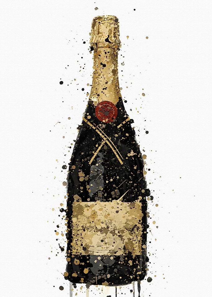 Champagne Bottle Splatter Art