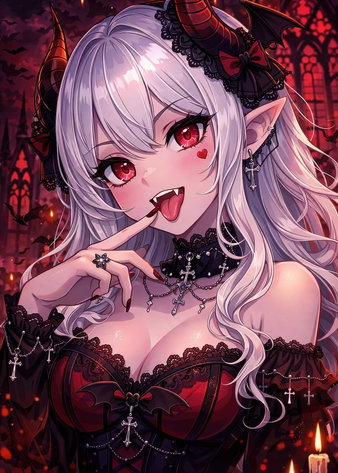 Anime Vampire Girl in Gothic Dress